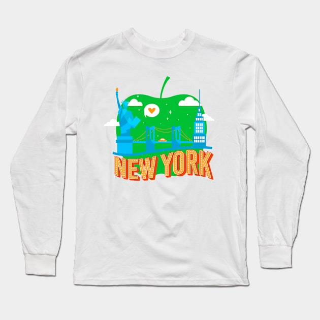 Big Apple New York Statue of Liberty USA Long Sleeve T-Shirt by maximfox